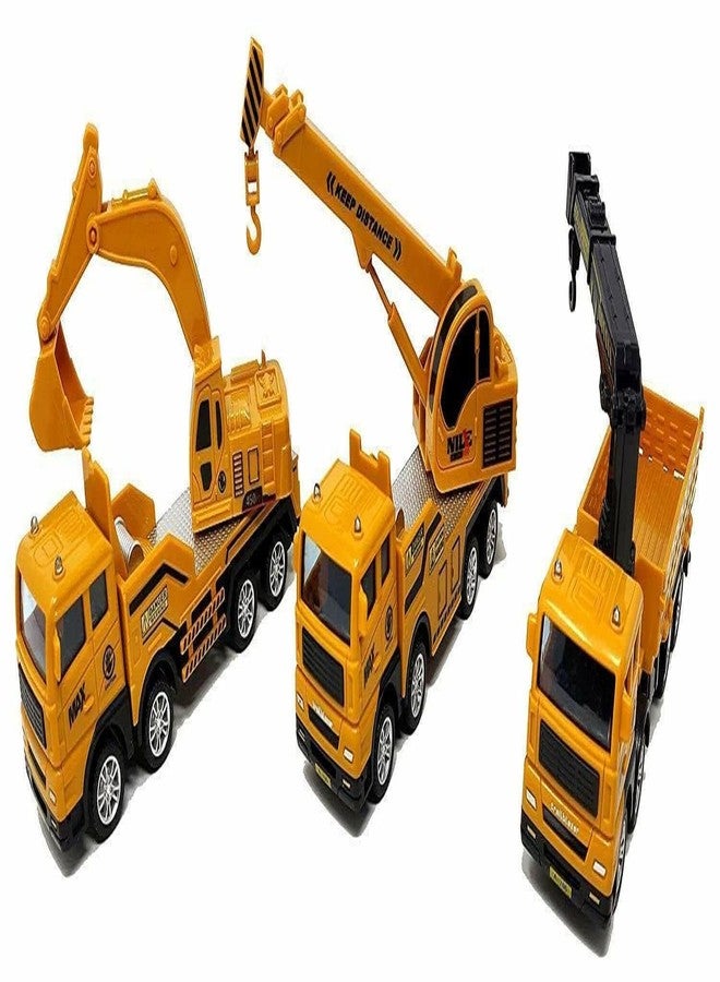 Oupstrive 3-Pack Construction Toy Truck Set for Kids with Excavator, Crane and Cargo Carrier, Rotating Parts, Realistic Design, Pull Back Action Vehicles, Boys & Girls Gift (Pack of 1) - Image 2